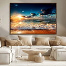 Golden Hour Sunset Over Ocean Waves Wall Art Canvas Print | by MyGreatCanvas | Canvas Wall Art Prints | Photo Prints & Wall Decor