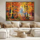 Autumn Red Forest Triptych Canvas Wall Art Print, Forest