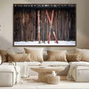 Vintage Ski Gear Canvas Print, Vintage Ski Gear Against