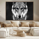Black and White Wild Wolf Wall Art Canvas Print