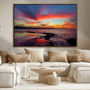 Glorious Sunset on The Beach Wall Art Canvas Print