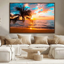 Palm Tree Sunset On The Beach Wall Art Canvas, Framed Palm by MyGreatCanvas | Canvas Wall Art Prints | Photo Prints & Wall Decor