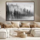 Foggy Misty Forest Canvas Wall Art – Black and White