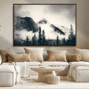 Forest Mountain Print - Black and White Canvas Wall Art with