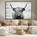 Scottish Highland Cow Cattle Art Print on Wood Background by MyGreatCanvas | Canvas Wall Art Prints | Photo Prints & Wall Decor