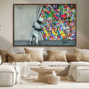 Banksy Colorful Street Graffiti Canvas Wall Art Print, by MyGreatCanvas | Canvas Wall Art Prints | Photo Prints & Wall Decor