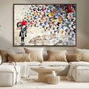 Banksy Art Butterfly Girl Explosion Canvas Art – Vibrant by MyGreatCanvas | Canvas Wall Art Prints | Photo Prints & Wall Decor