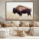 Bison in Field Wall Art Canvas Print For Farmhouse Barn