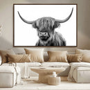 Grayscale Scottish Highland Cow Cattle Art Print Farmhouse by MyGreatCanvas | Canvas Wall Art Prints | Photo Prints & Wall Decor