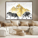 Golden Mountain Triptych Wall Art Canvas Print, Modern