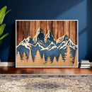 Rustic Wood Style Mountain Wall Art, Nature Forest Canvas