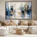 Modern Abstract Canvas Wall Art in Blue and Gold Tones |