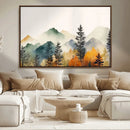 Abstract Watercolor Mountains and Trees Autumn Wall Art,