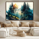 Watercolor Trees Forest Abstract Wall Art Canvas Print,