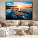 Sunset Beach Ocean Canvas Wall Art – Tranquil Ocean
