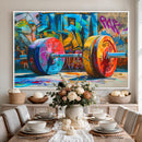 Fitness Gym Barbell Graffiti Wall Art Canvas Print