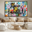 Life Beautiful Art Print - Banksy Graffiti Wall Art Canvas by MyGreatCanvas | Canvas Wall Art Prints | Photo Prints & Wall Decor