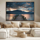 Mountain Lake Wood Pier Canvas Wall Art Nature Lake Print