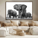Black White Elephant Family Wall Art Canvas Print by MyGreatCanvas | Canvas Wall Art Prints | Photo Prints & Wall Decor