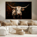 Texas Longhorn Wall Art | 3-Panel Large Texas Longhorn