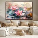 Lotus Flower Wall Art | 3-Panel Giclee Canvas Print of Pink