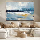 Abstract Ocean Canvas Wall Art - Coastal Blue and Gold