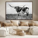 Texas Black White Highland Longhorn Cow Wall Art Canvas by MyGreatCanvas | Canvas Wall Art Prints | Photo Prints & Wall Decor