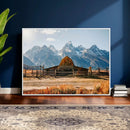 Vintage Old Barn Field Wall Art Canvas Print for Farmhouse