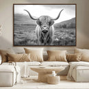 Black White Scottish Highland Cow Canvas Farm Wall Art by MyGreatCanvas | Canvas Wall Art Prints | Photo Prints & Wall Decor