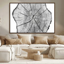 Rustic Tree Ring Wall Art Canvas Print – Framed and Ready to