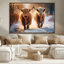 Scottish Highland Cow Horn Farm Wall Art Canvas Print
