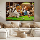 Dogs Playing Pool Canvas Wall Art Funny Gifts Dog Print