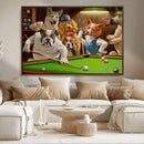 Dogs Playing Pool Canvas Wall Art Funny Gifts Dog Print