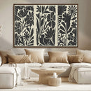 Modern Botanical Wall Art - Floral Black and White Canvas