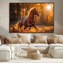 Running Horse Sunset Forest Wall Art Canvas Print