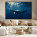 Whale under Ocean Wall Art Canvas Print
