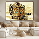 Blue-Eyed Leopard Canvas Wall Art - Framed Animal Print