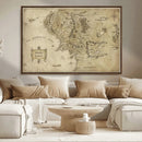 Vintage Middle Earth Map Wall Art Canvas – Lord of the Rings