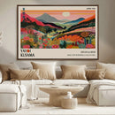 Yayoi Kusama Landscape Canvas Print, Vibrant Floral Mountain