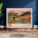 Yayoi Kusama Landscape Canvas Print, Vibrant Floral Mountain Art Print, Framed Botanical Wall Art -
