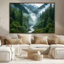 Mountain Forest River Canvas Wall Art Print - Serene Nature