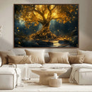 Golden Tree of Life Canvas Wall Art Print - Majestic Glowing