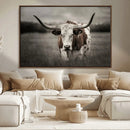 Texas Longhorn Cow Canvas Wall Art Print - Large Rustic