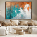Vintage Abstract Print - Bold Teal and Orange Canvas Wall