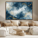 Large Abstract Print - Luxe Blue and Gold Abstract Canvas