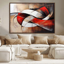 Abstract Wall Art - Modern Red and White Canvas Wall Art