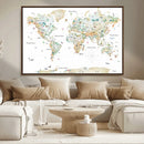 Animal World Map for Kids Room Decor