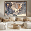 Abstract Blue and Gold Wall Art - Fluid Ink Artwork - Modern