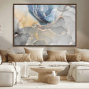 Large Abstract Blue and Gold Canvas Wall Art | Fluid Ink