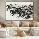 Abstract Horse Wall Art Canvas Print - Dynamic Black Ink